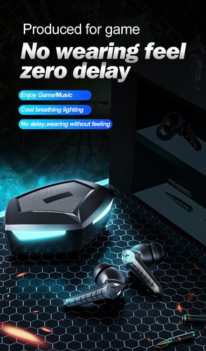 TWS Wireless Gaming Headset Binaural With Charging Bin Luminous Earbuds Black - Bild 15 von 17