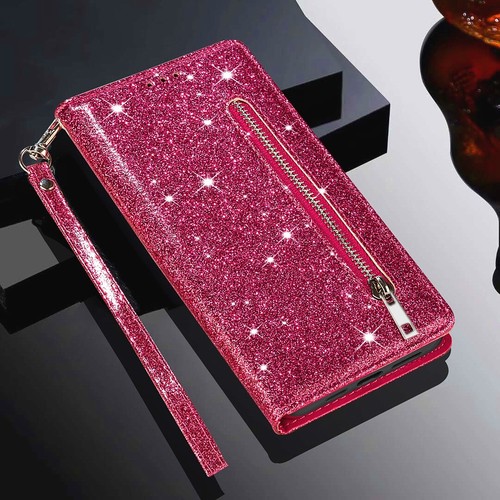 For Samsung Galaxy S25 Ultra S24 S23 Glitter Zipper Wallet Case with Card Slots - Picture 5 of 18