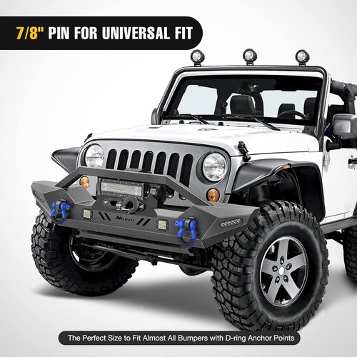 Off Road Jeep Tow Hooks Heavy Duty 3/4 Inch D Ring Shackle Bumper Mounted Blue - Picture 6 of 11