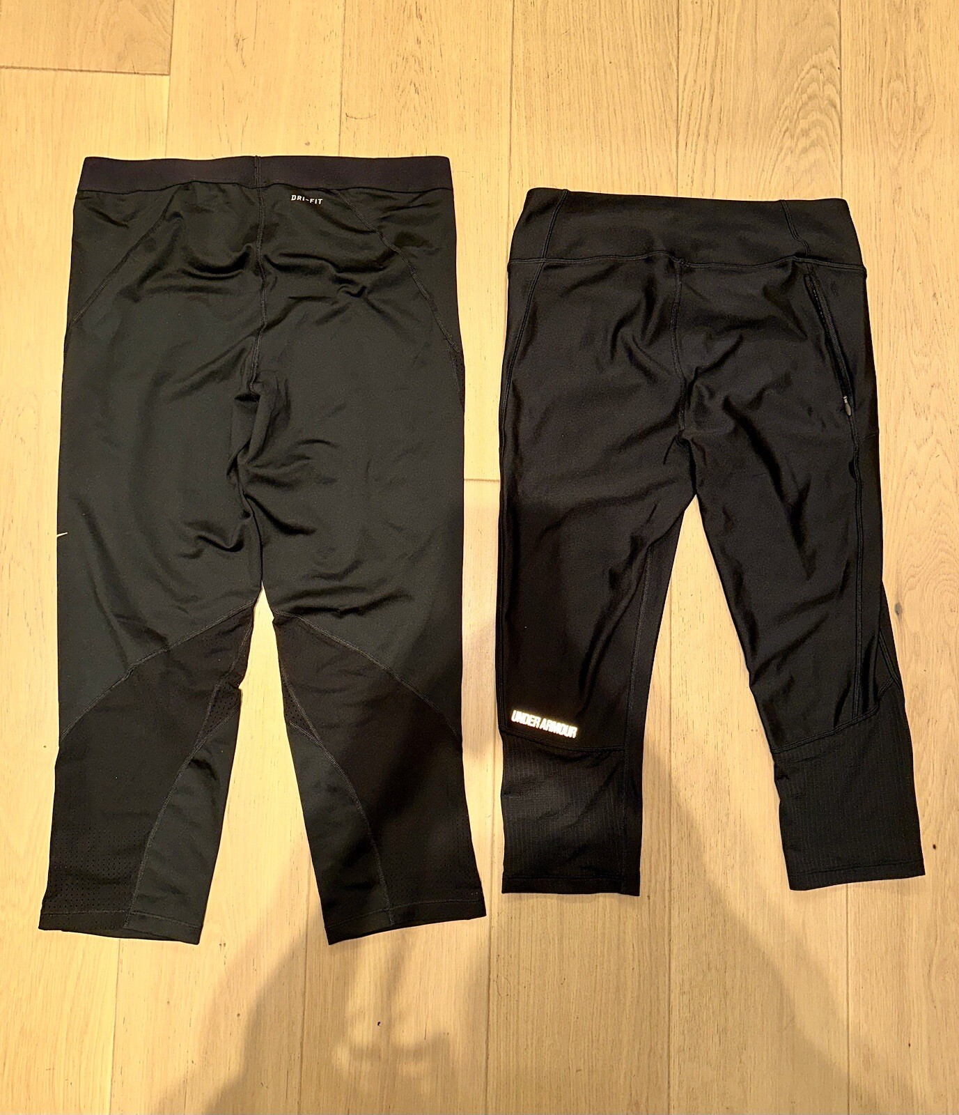 2 x BLACK LEGGINGS SPORTSWEAR NIKE & UNDER ARMOUR BULK PACK SIZE L/XL