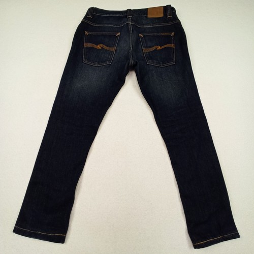 Nudie-Jeans HANK-REY Mens W32 L28 Dark Blue Regular Straight Organic Button Fly - Picture 3 of 12