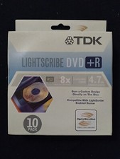 TDK LIGHTSCRIBE DVD R 8x 4.7GB 10-pk Cakebox Burn Custom Discs Brand New  Seale