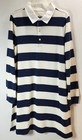 Wonder Nation Girls Rugby Shirt Dress Top Size Large 10-12 Plus White Blue NEW