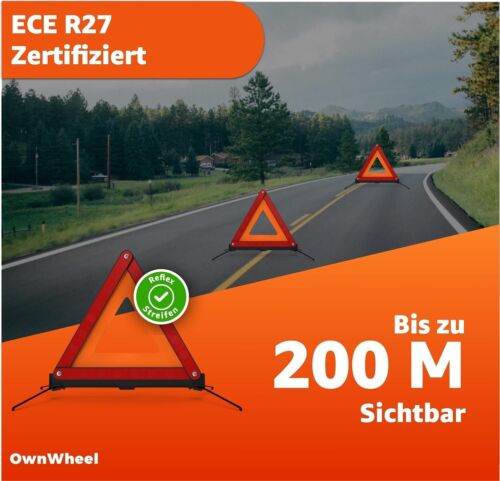 Warndreieck Notfalldreieck Auto & PKW - Rot - Pannendreieck StVO ECE R27 2025 - Bild 5 von 7