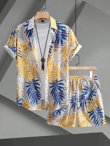Men Summer Outfit 2-Piece Set Short Sleeve T-Shirt and Shorts Sweatsuit Set - Picture 28 of 33