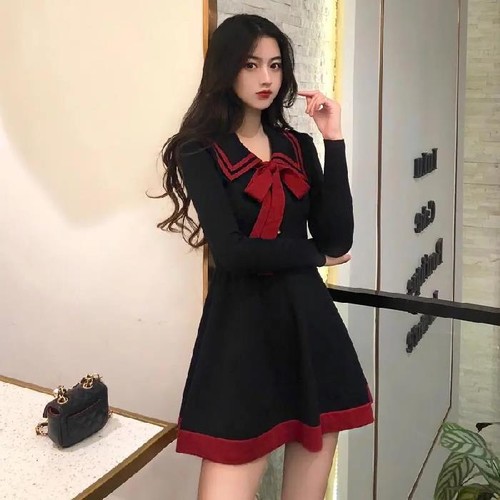 Lady Girls Dress Sailor Collar Bow Casual Japanese Preppy Style Lolita Students - Picture 14 of 14