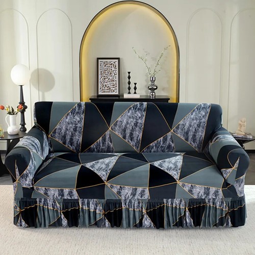 1/2/3/4 Seater Elastic Printed Sofa Skirt Cover Armchair Couch Cover Living Room - Bild 19 von 19