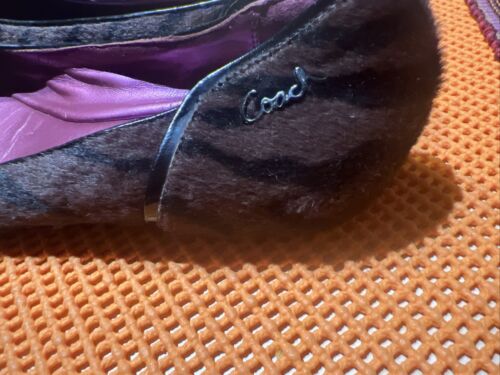 Coach "Poppy" Ballet Flats Size 7 Brown Zebra Print Purple Linning🪻🪻 - Picture 5 of 8