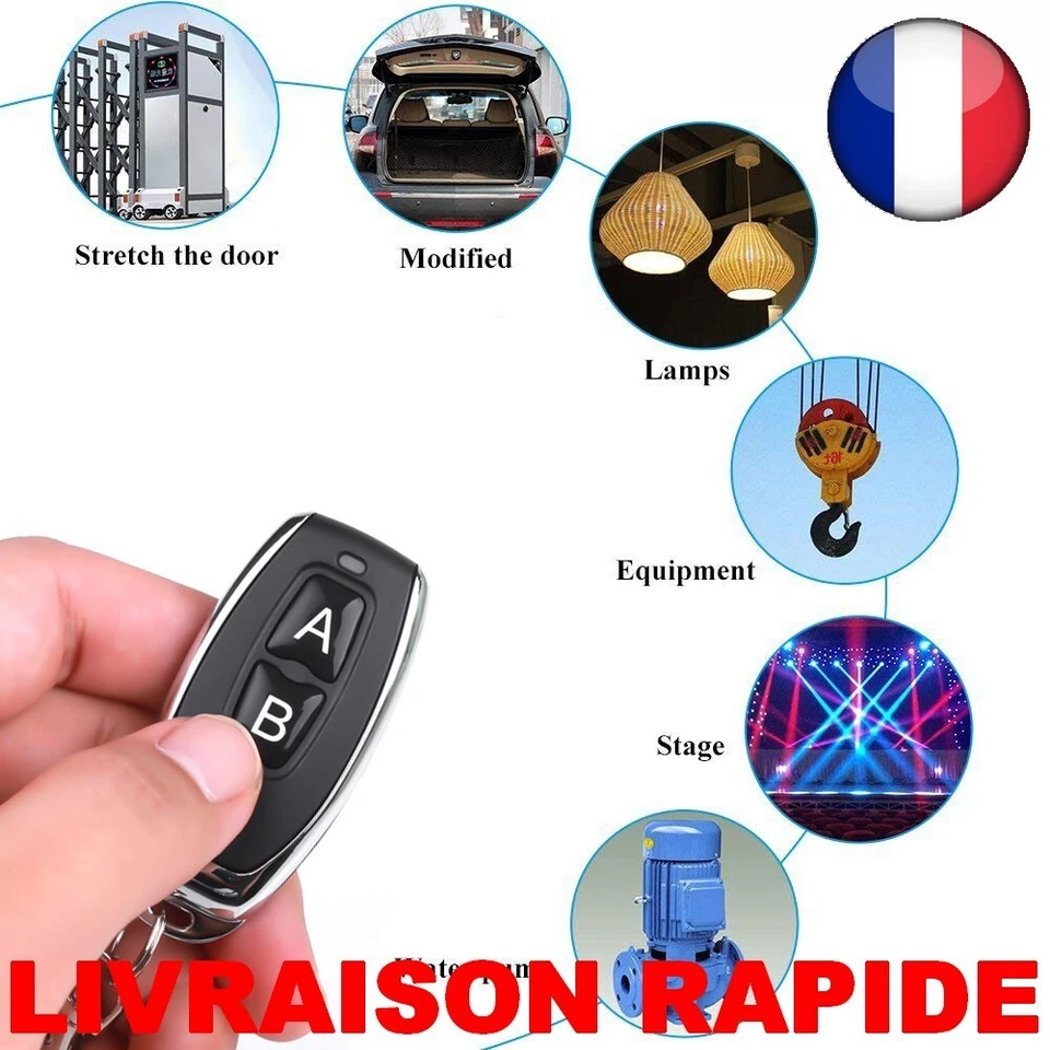 Télécommande Sans Fil RF 433MH Bouton On/Off Transmetteur Universel Garage Lampe - Photo 2/3