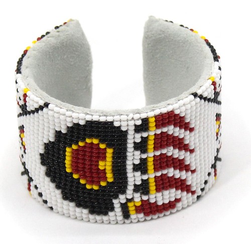 Weiß gelber Bär Pfote handgefertigt Perlenmanschette Armband - Bild 2 von 3