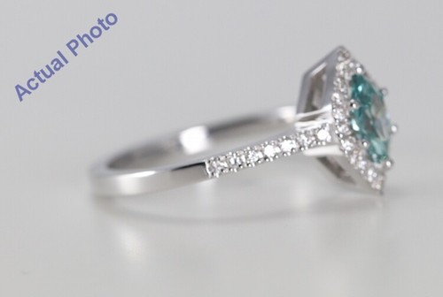 18 Karat weißer Marquise runder Diamant Ring (0,71 kt blau () weiße Diamanten vs.) - Bild 3 von 4