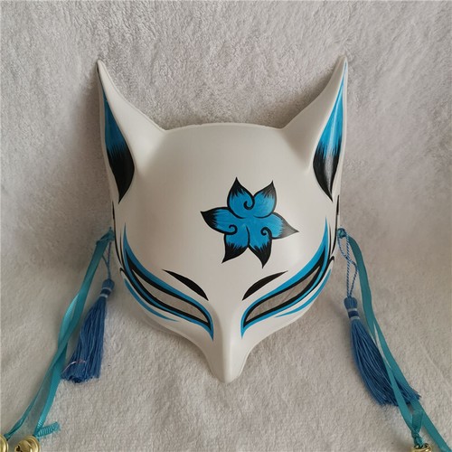 PVC Halloween Clubbing Kitsune Fox Mask DIY Costume Cosplay PVC Half Face Helmet - Picture 9 of 17