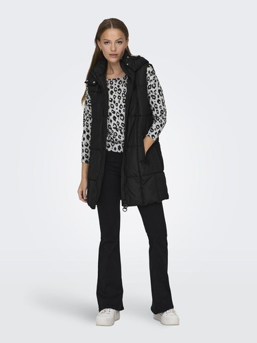 JDY Lange Damen Steppweste mit Kapuze Wattiertes Puffer Coat Ohne Ärmel  - Bild 10 von 12