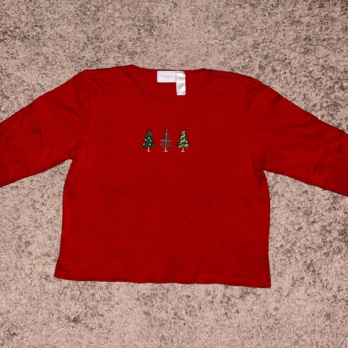 Vintage Liz Claiborne Sport Women Large Sweater Embroidered Christmas Tree - Picture 6 of 23