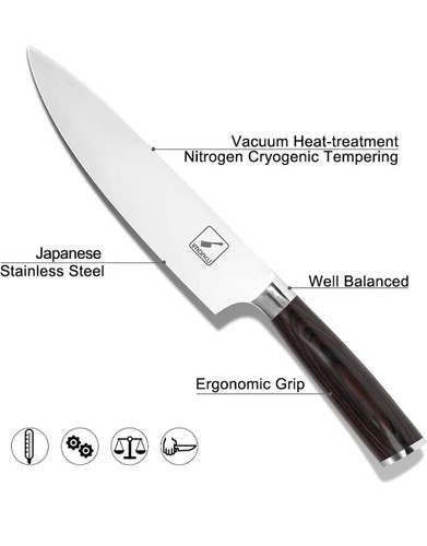 imarku Japanese Chef Knife - Pro Kitchen Knife 8 Inch Chef's Knives High Carbon - Picture 2 of 8