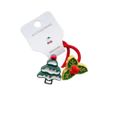 Juego de 2 nuevas bandas elásticas para el cabello de Navidad muñeco de nieve alce dibujos animados cuerda para el cabello de goma - Imagen 5 de 13