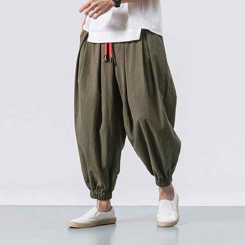 Mens Casual Baggy Haren Pants Wide Leg Pants Loose Trousers Sweatpants NEW - Picture 30 of 39