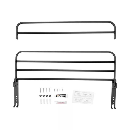 Double Towel Rail Holder Wall Mounted Bathroom Black Caddy Rack Shelf Aluminum - Picture 10 of 11