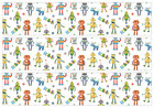 Robot Cake Topper Border Strip Side Wrap Party Decoration Edible Gift Birthday