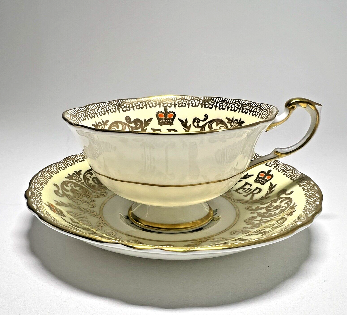 Queen Elizabeth Coronation 1953 Cup & Saucer Paragon Pattern Queen Elizabeth Coronation 1953 Cup & Saucer Paragon Pattern