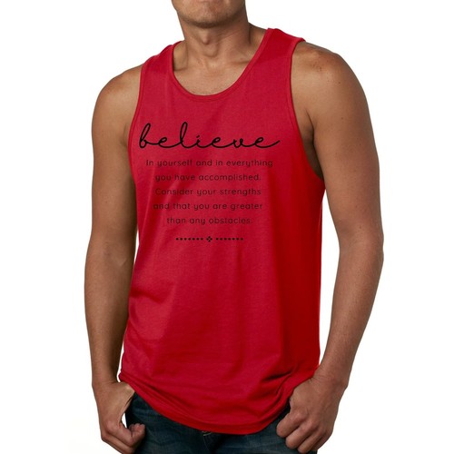 Mens Fitness Tank Top Graphic T-shirt Believe in Yourself - Picture 11 of 28