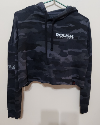 Sudadera corta con capucha para mujer Roush Performance talla pequeña negra camuflada - Imagen 1 de 8