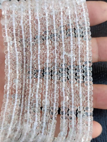 AAA++ Cristal Natural Cuarzo Facetado Rondelle Forma Piedras Preciosas Cuentas Sueltas 12" - Imagen 6 de 8