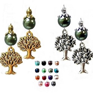 Earrings Tree of Life charm silver choose color pearl clip on or pierced gold Earrings Tree of Life charm silver choose color pearl clip on or pierced gold