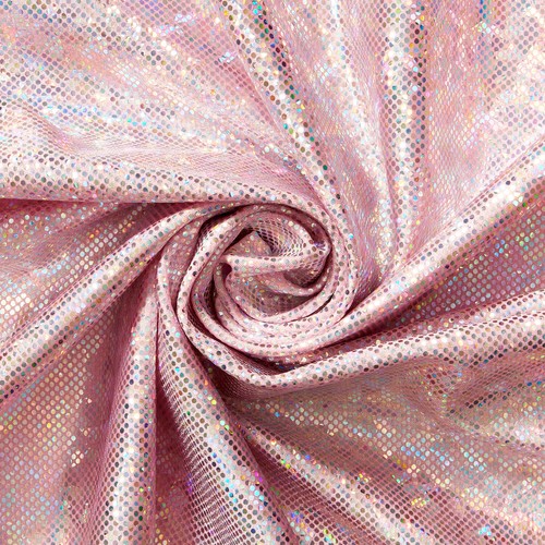 Micro Dot Hologram Tricot Foil Fabric - Shiny Stretchy 60” By The Yard - Picture 4 of 25