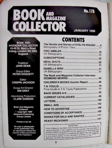 BOOK & MAGAZINE COLLECTOR Jan 1999 178 Waugh Ambler Isabella Bird Shute Foulis - Picture 2 of 3