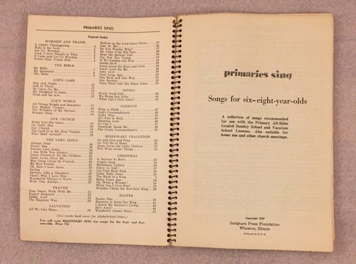 Primaries Sing in Church and Home PB Spiral bound Vintage Christian songs 1957 - Picture 3 of 6