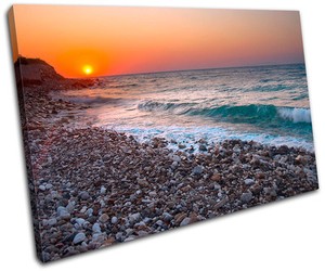 Pebble Beach Sunset Seascape Single Canvas Wall Art Picture Print Va Ebay