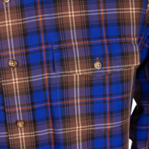 Camicia Brooks Brothers slim fit uomo M blu marrone quadri quadri cotone non ferro LS - Foto 3 di 11