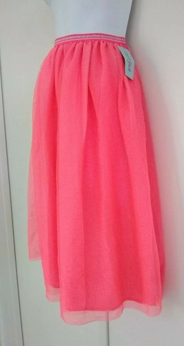 Cat & Jack Girl's Elastic Waist Pink Sparkly Glitter Tulle Maxi Skirt L(10/12) - Picture 2 of 12