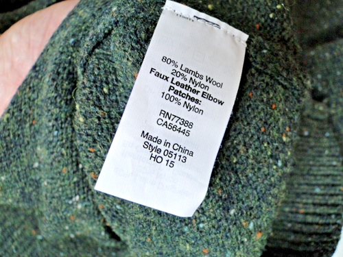 J Crew Sweater Mens XL Green Lamb Wool Blend Elbow Patches Preppy Classic Casual - Picture 7 of 7