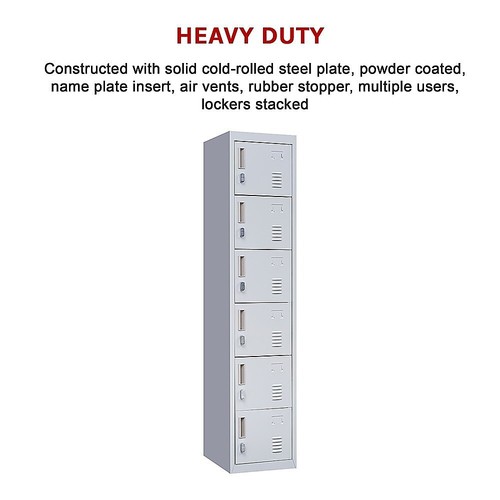 6-Door Locker for Office Gym Shed School Home Storage - Picture 7 of 7