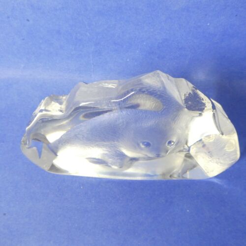 Mats Jonasson Sweden Crystal Baby Seal Paperweight Signed Clear Glass Sculpture - Picture 3 of 10
