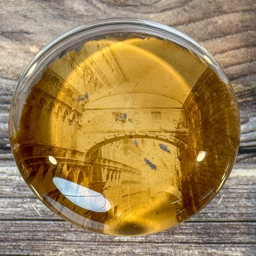 Vintage Glas gewölbt Briefbeschwerer Sepia Bild von Venedig Seufzerbrücke Italien Souvenir - Bild 3 von 12
