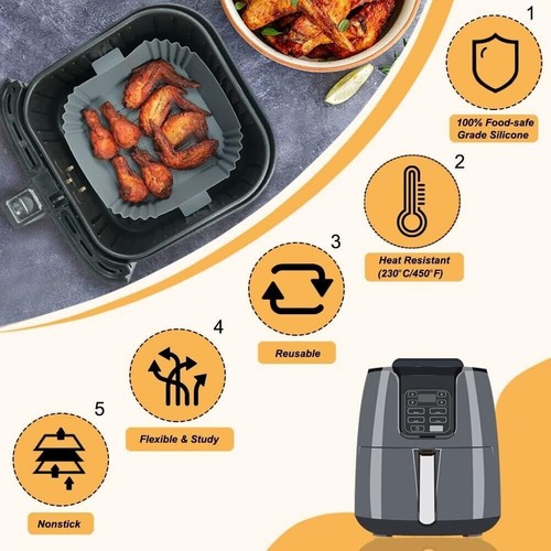 2Pcs Airfryer Zubehör Silikonform Für Heißluftfritteuse Silikoneinsatz Air Fryer - Bild 4 von 19