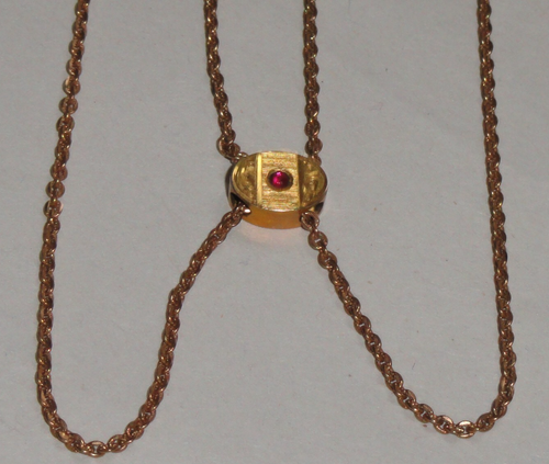 Victorian Dress Watch Anhänger ~ 12 K Gold ~ JF stabil ~ Dia mit Rubellitenoptik - Bild 3 von 15