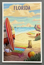 Florida - Beach Activities - Lantern Press Postcard