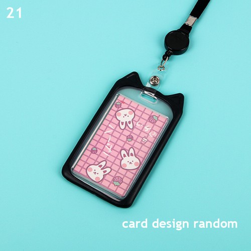 Cute Card Holder Bank Identity Bus ID Card Holder Case+Retractable Reel Lanyard - Picture 33 of 40