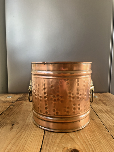 VINTAGE COPPER PLANTER PLANT POT LIONS HEAD BRASS HANDLES CHAMPAGNE ICE BUCKET - Picture 8 of 13