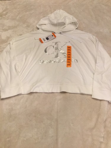 womens white silver Calvin klein hoodie 2XL nwt free ship - Picture 2 of 3