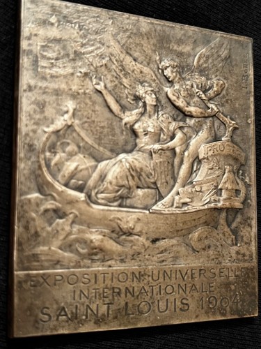 Jugendstil Bronze Medaille Exposition St. Louis 1904 Bottée Epreuve D'Auteur rar - Bild 9 von 17