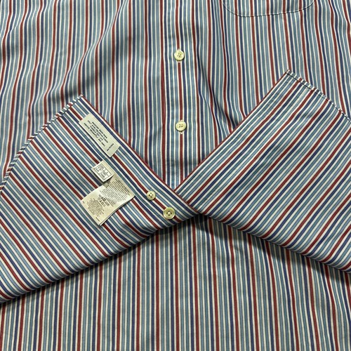 Brooks Brothers 346 Herrenhemd Large blau rot weiß Streifen schmale Passform Baumwolle – gebraucht, in einwandfreiem Zustand - Bild 5 von 13