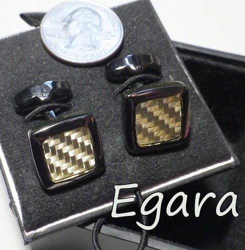 Auffallend signiert EGARA schwarz Metall mit Goldstrang Webdesign Manschettenknöpfe neu im Karton 49 $ - Bild 1 von 11