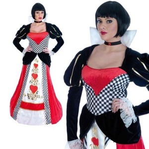 Queen-of-Hearts-Costume-Deluxe-Long-Fancy-Dress-Alice-Womens-Fairy-Tale-New