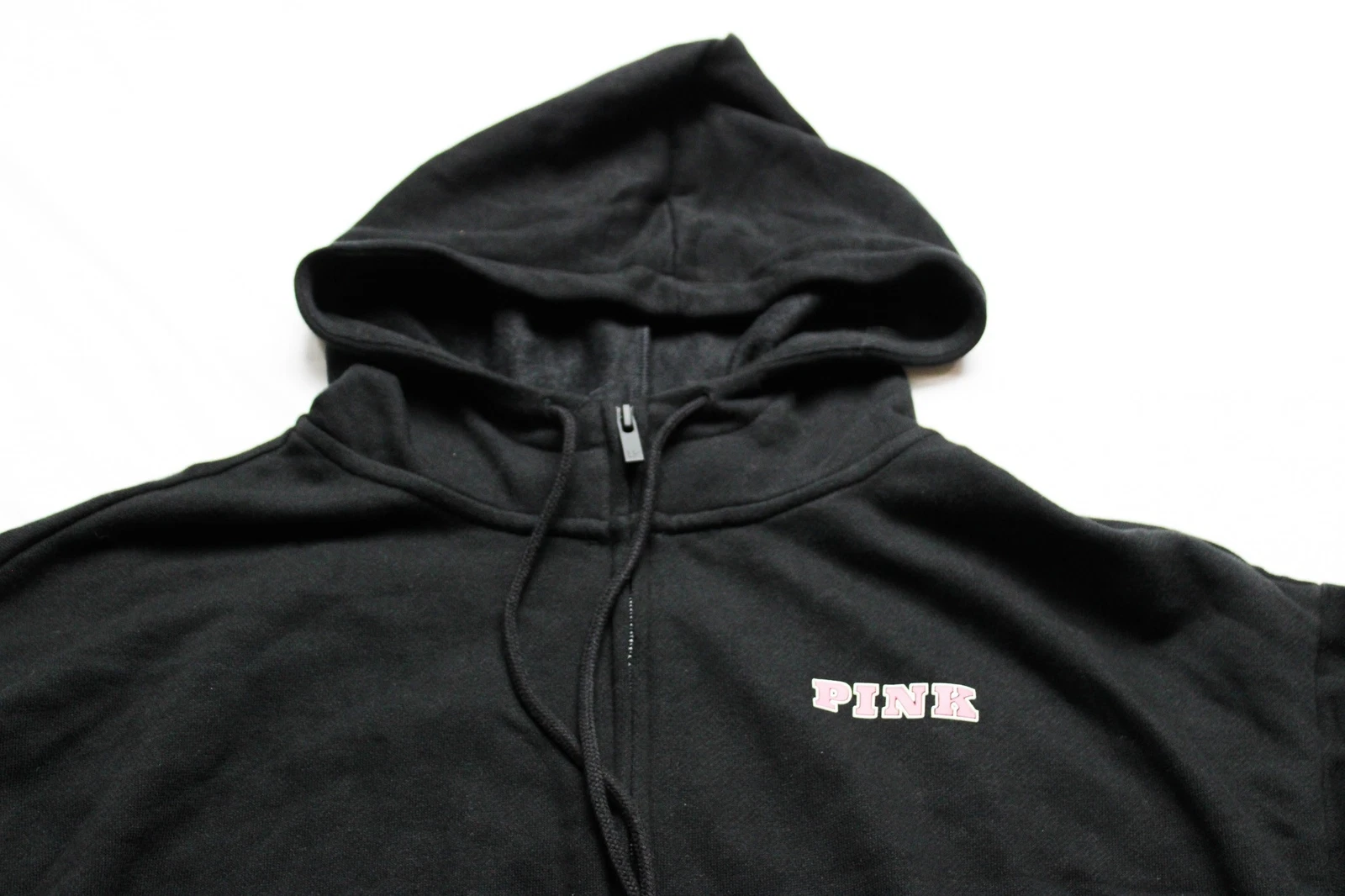 UNDERCOVER Felpa donna Victoria's Secret Ivy Fleece full zip con cappuccio HT3 nera piccola nuova con etichetta