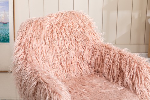 Modern Faux fur home office chair, fluffy chair , makeup vanity Chair Pink - Picture 13 of 13